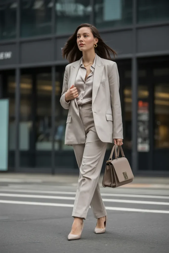 Tailored Beige Power Suit