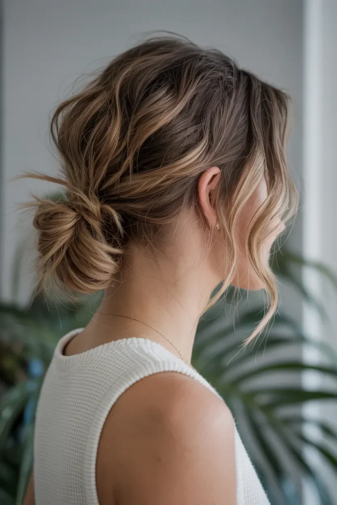 Textured Low Bun with Soft Strands