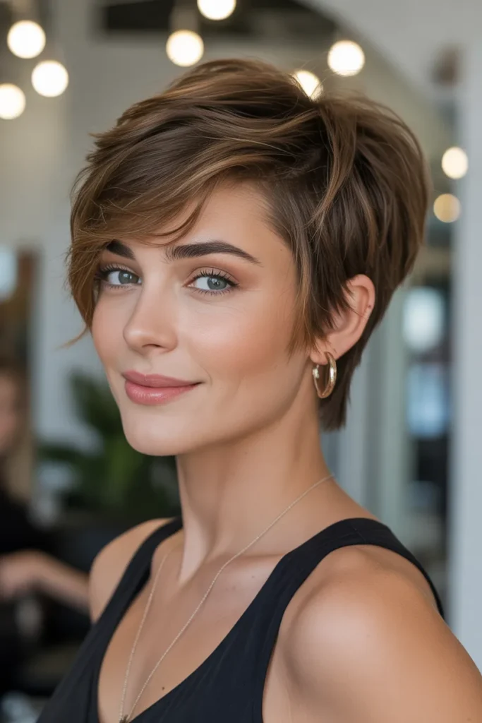  Textured Pixie Cut with Side Bangs