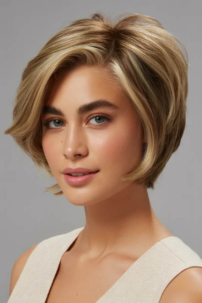 Textured Short Bob with Side Part