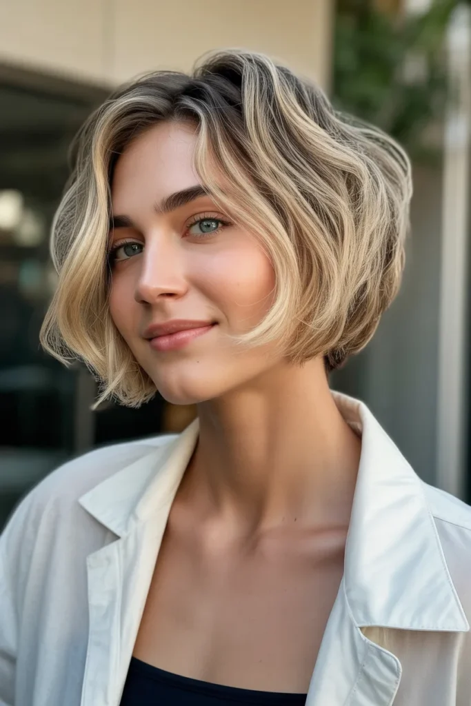 Textured Short Bob with Subtle Layers