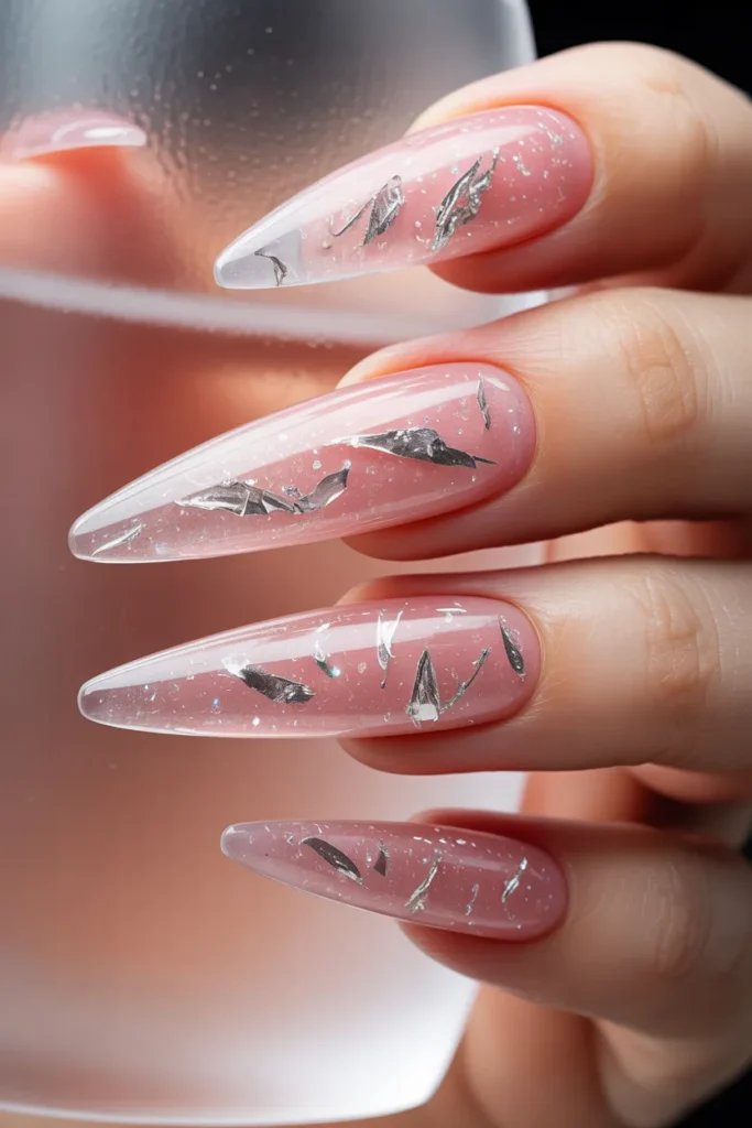 Translucent Jelly Pink with Floating Silver Flakes