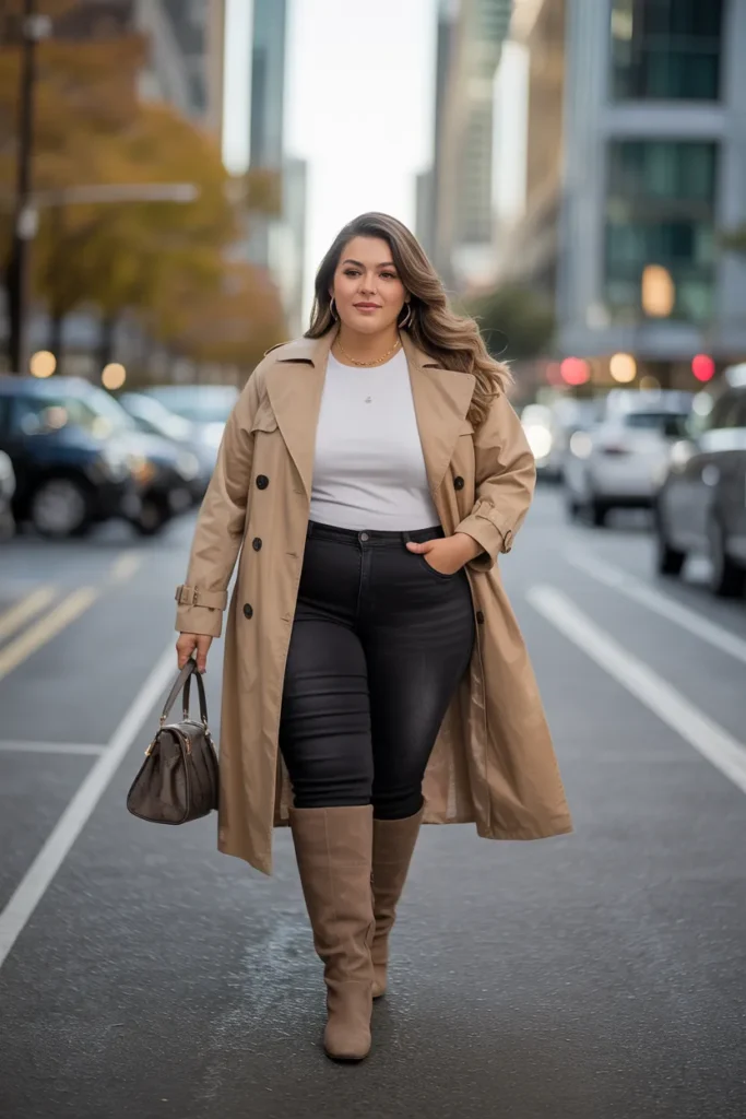 Trench Coat with Skinny Jeans and Boots