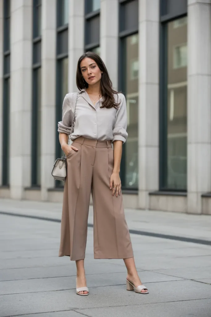 Tucked-In Blouse with Culotte Pants