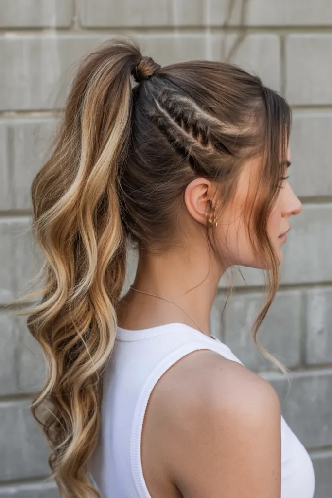 Twisted High Ponytail with Loose Waves
