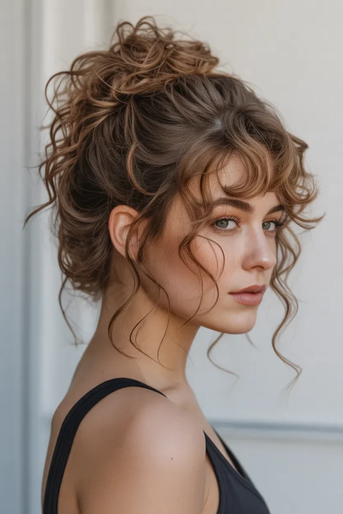 Voluminous Curly Messy Bun