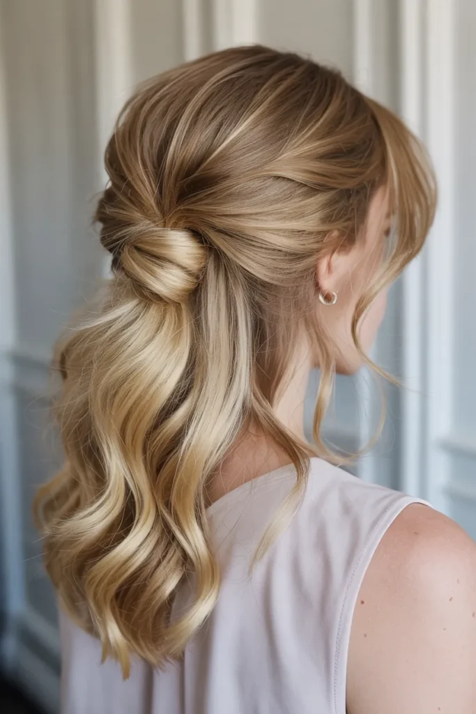 Voluminous Half Up with Loose Texture