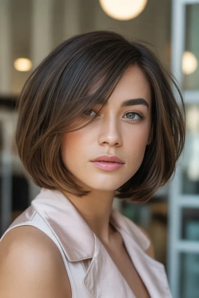 Angled Bob with Side-Swept Bangs