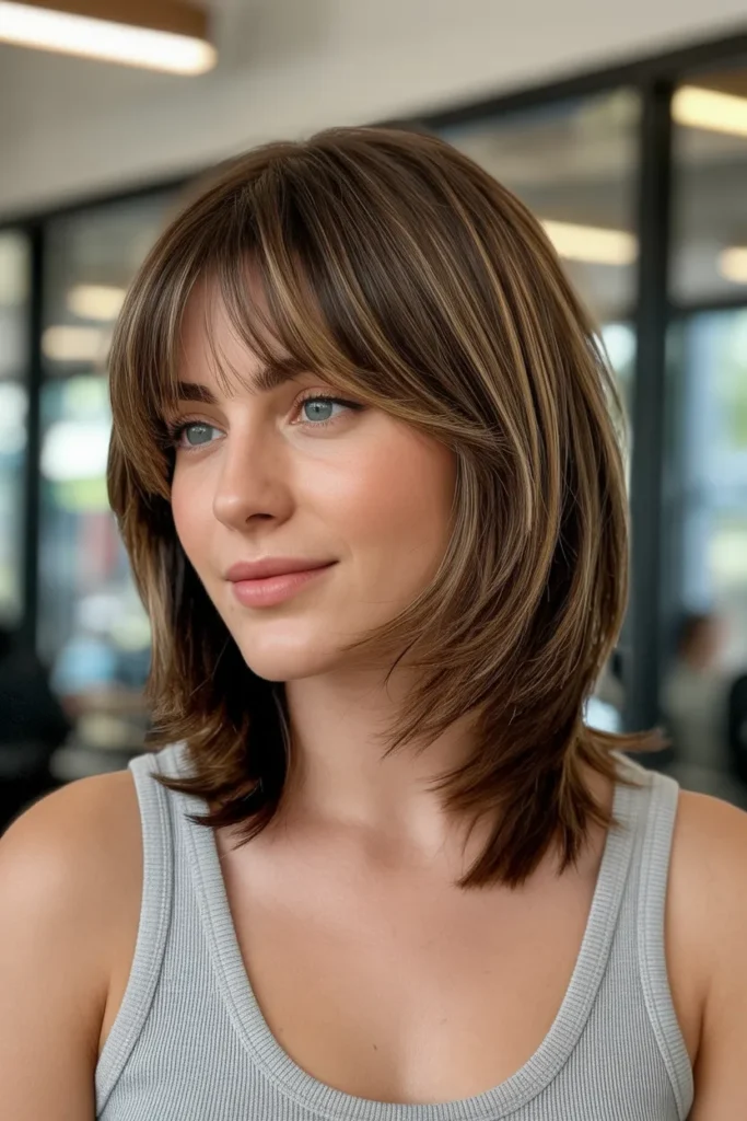 Angled Layered Cut with Face-Framing Bangs