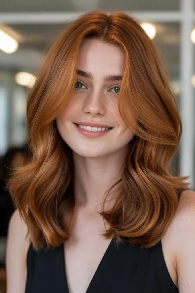 Auburn Hair with Soft Face-Framing Highlights