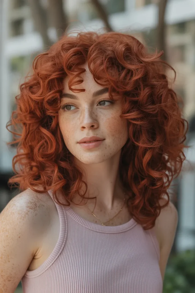 Auburn Red Curly Hair Color