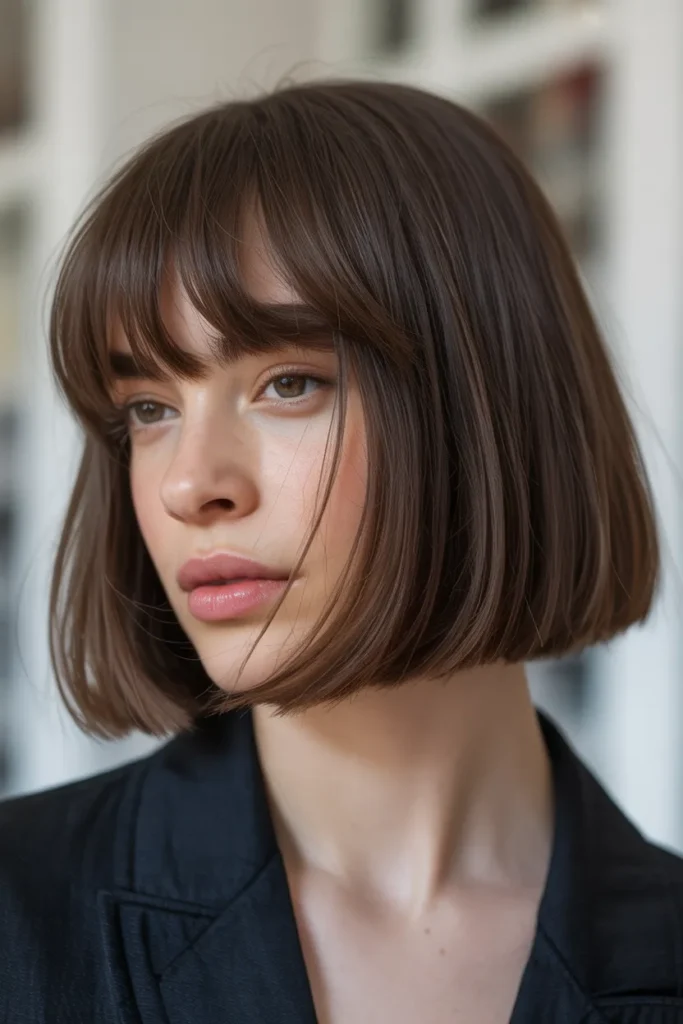 Blunt Long Bob with Wispy Bangs