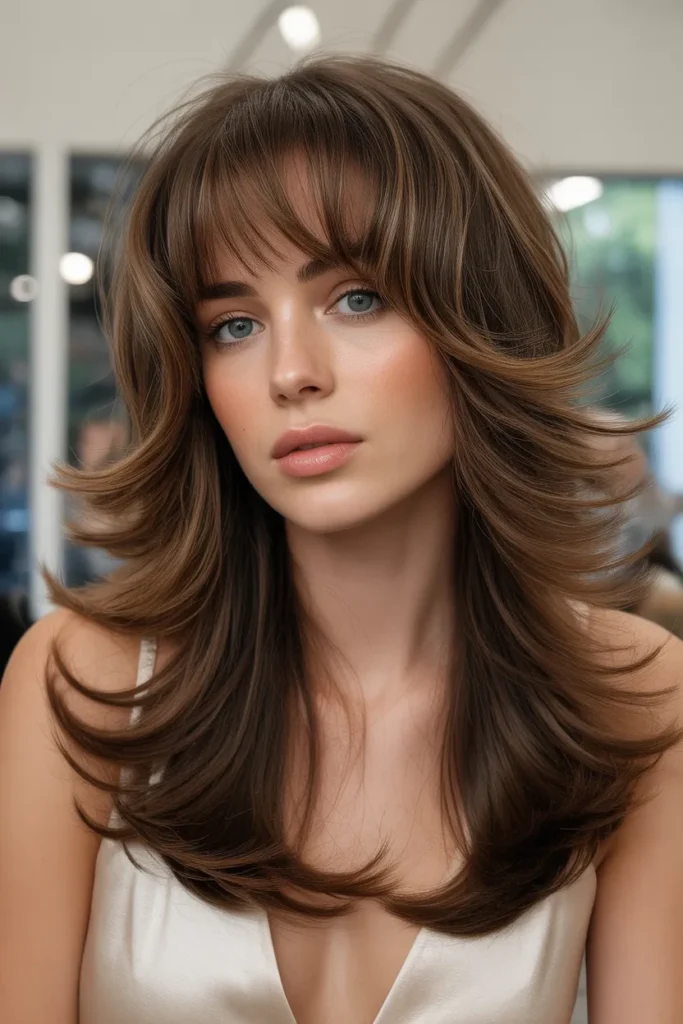 Bouncy Butterfly Haircut with Layered Bangs