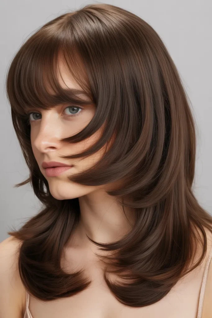 Butterfly Cut with Long Blended Bangs