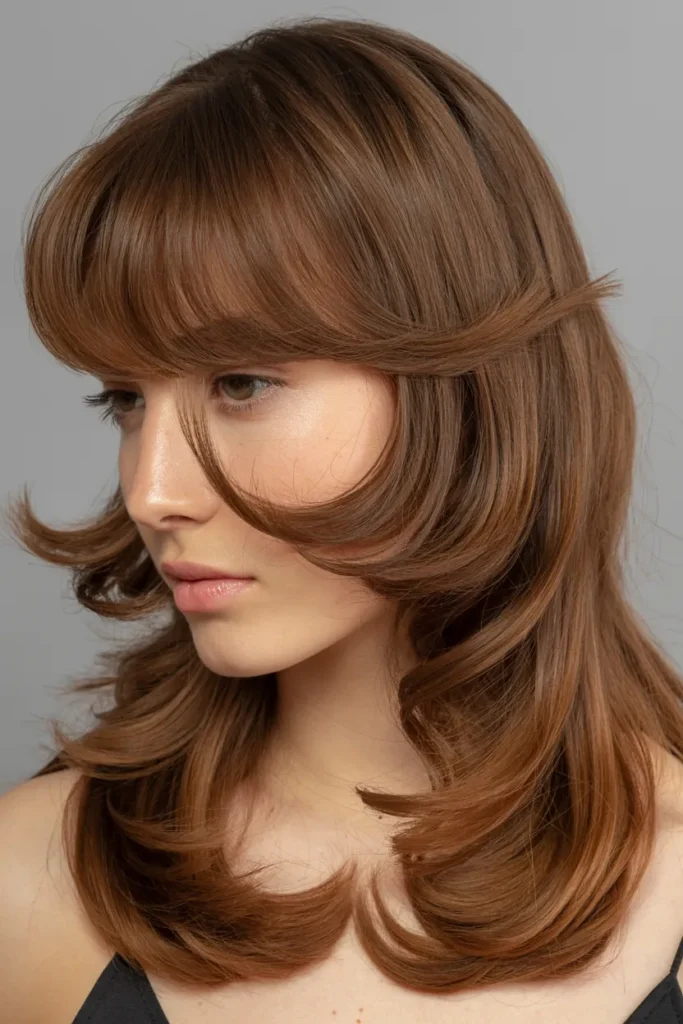Butterfly Cut with Soft Curved Fringe
