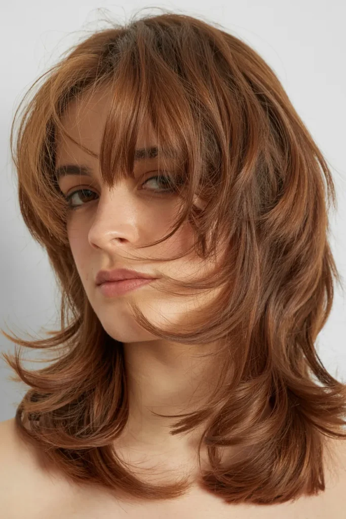 Butterfly Cut with Soft Textured Bangs