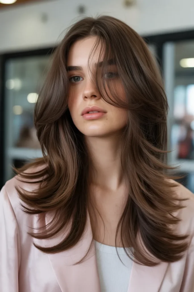 Chic Butterfly Cut with Wispy Bangs