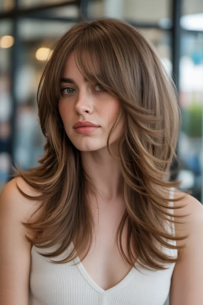 Chic Butterfly Haircut with Feathered Bangs