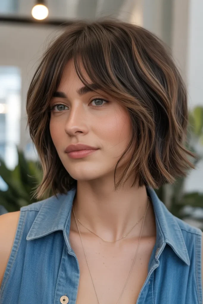 Choppy Long Bob with Curtain Bangs