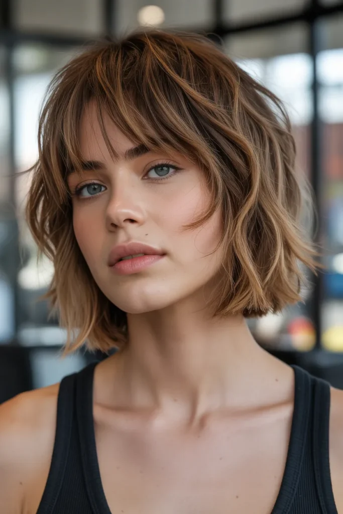 Choppy Long Bob with Light Wispy Bangs