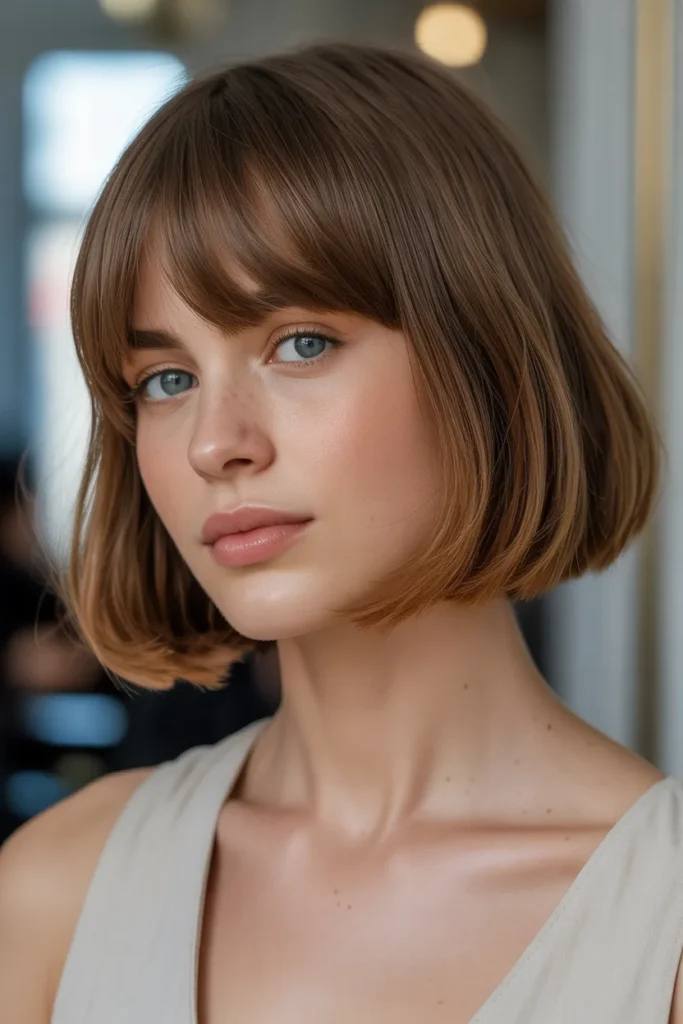 Classic Chin-Length Bob with Wispy Bangs