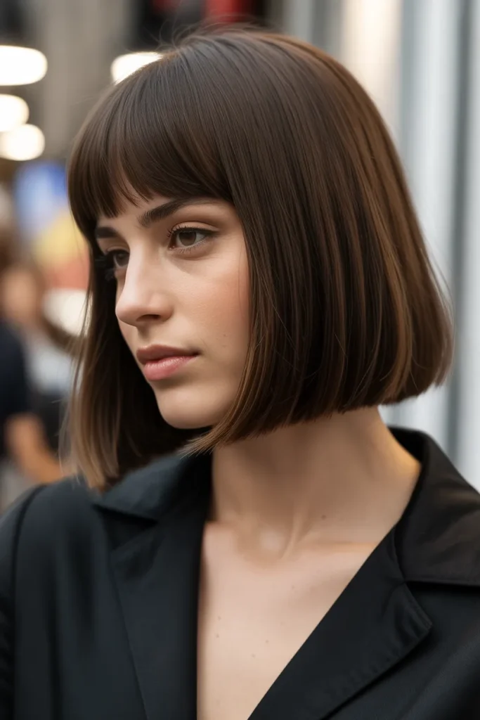 Classic Long Bob with Curtain Bangs