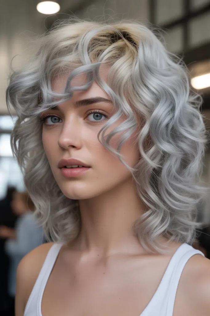 Cool Platinum Curly Hair Color