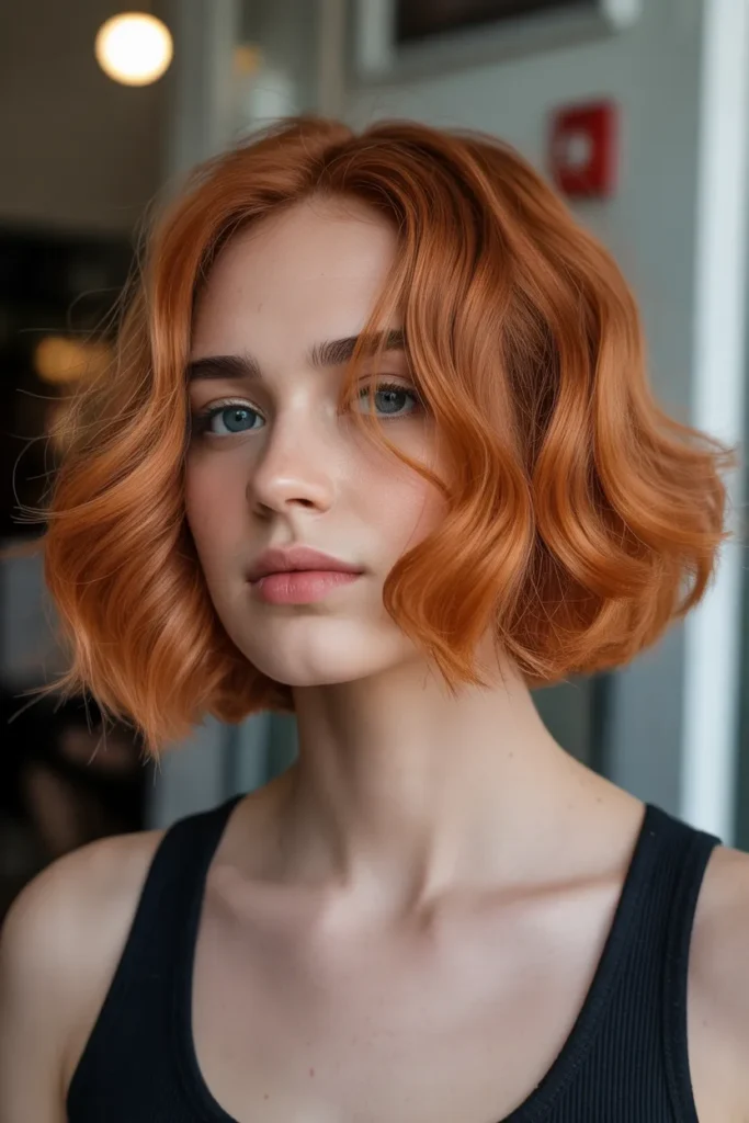 Copper Red Wavy Bob