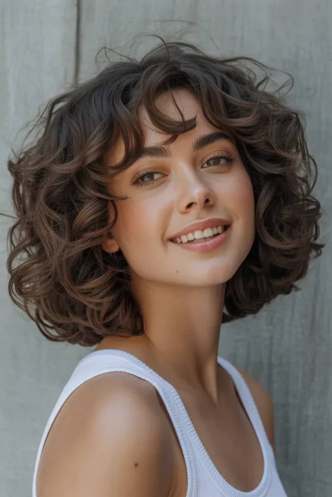 Curly Bob with Wispy Bangs