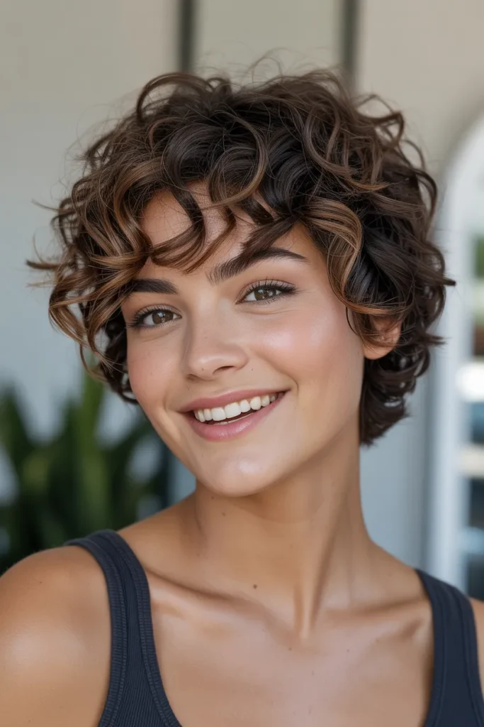 Curly Pixie Haircut for Round Faces