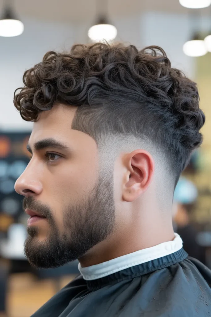 Curly Temple Fade