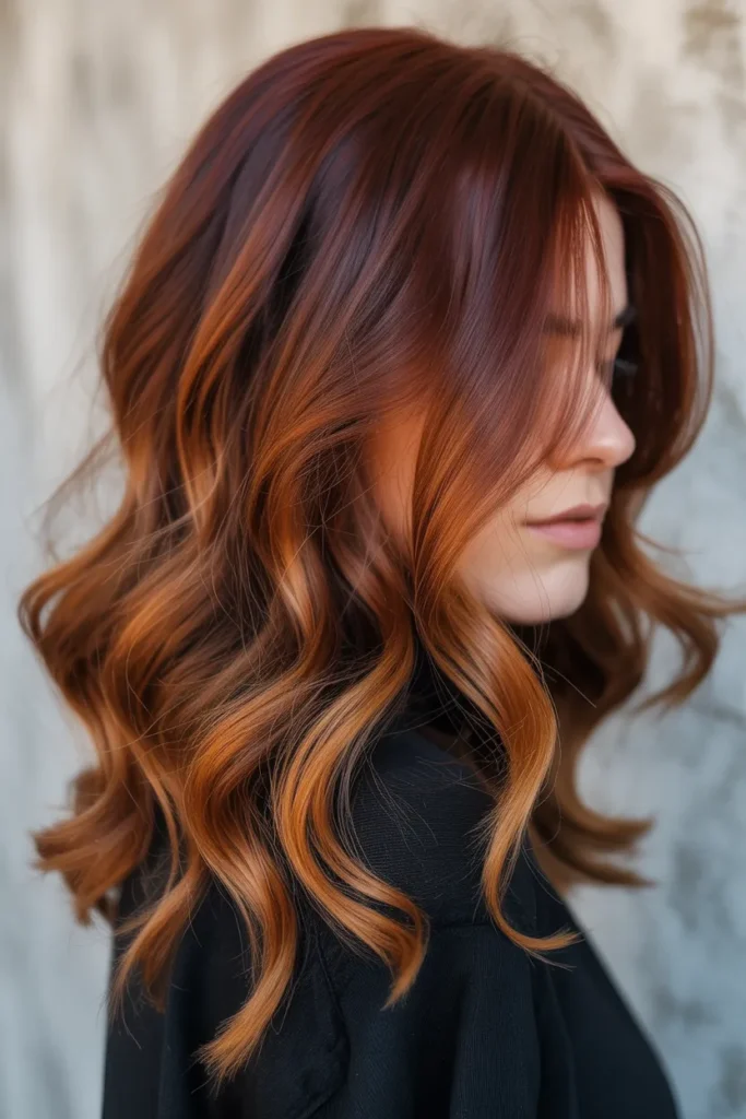 Dark Copper Red Balayage