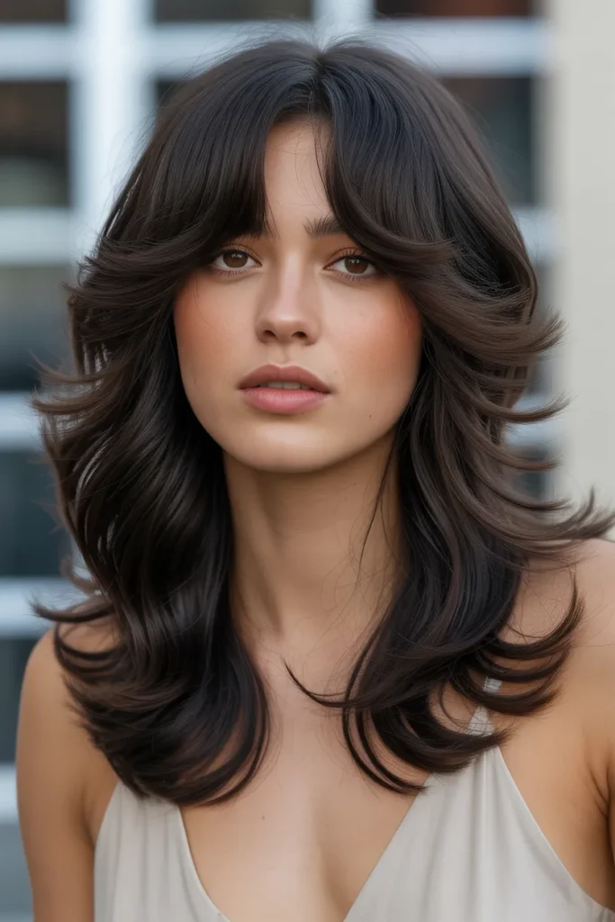 Dark Espresso Waves with Defined Curtain Fringe