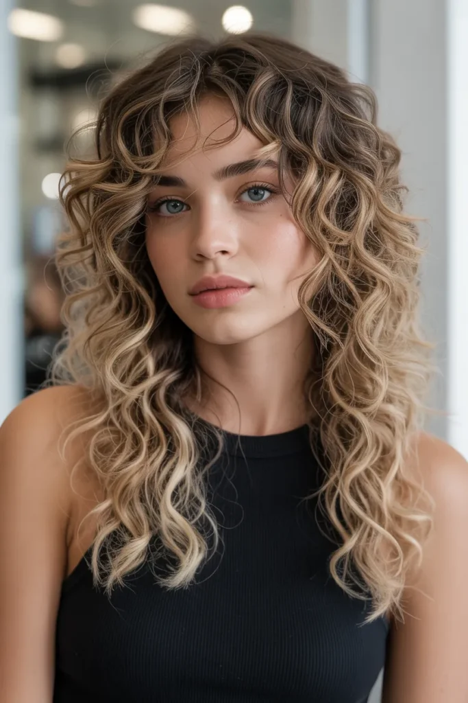 Dark Root Blonde Curly Hair