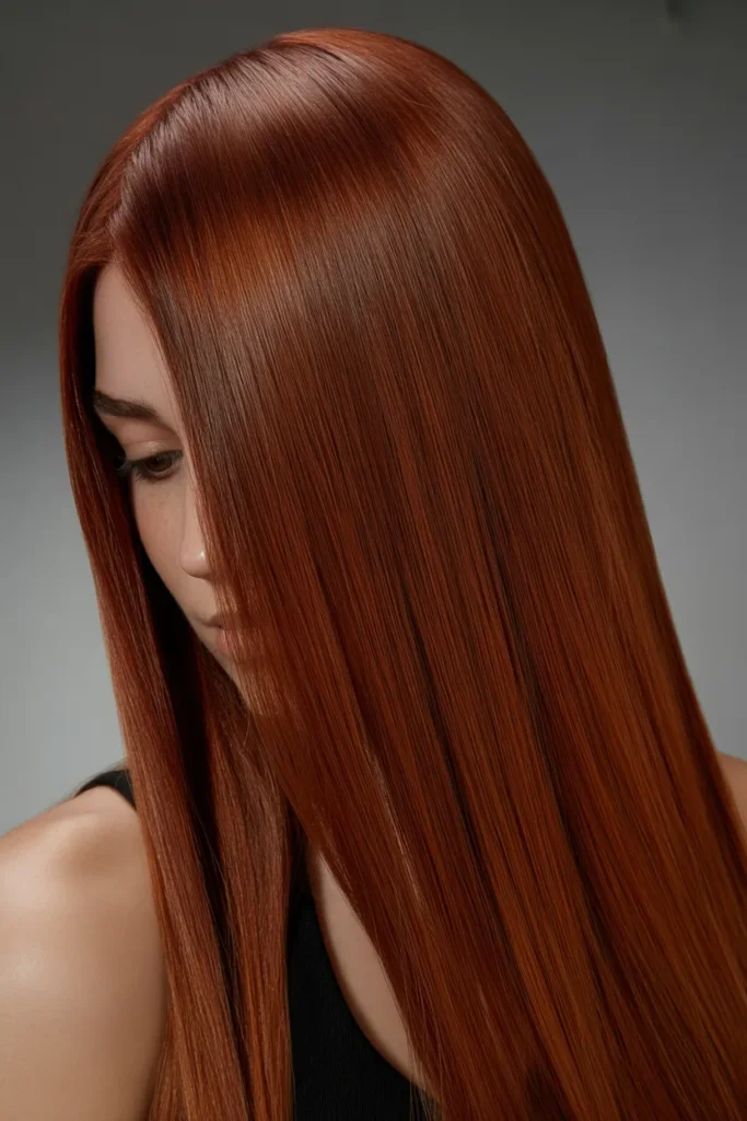 Deep Copper Red Straight Hair