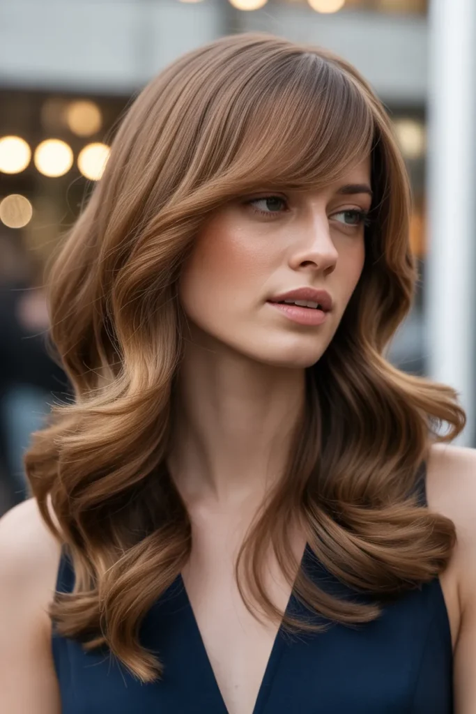 Elegant Flowing Waves with Side Bangs