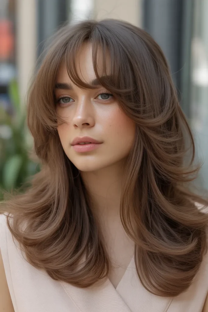 Face-Framing Butterfly Cut with Wispy Bangs