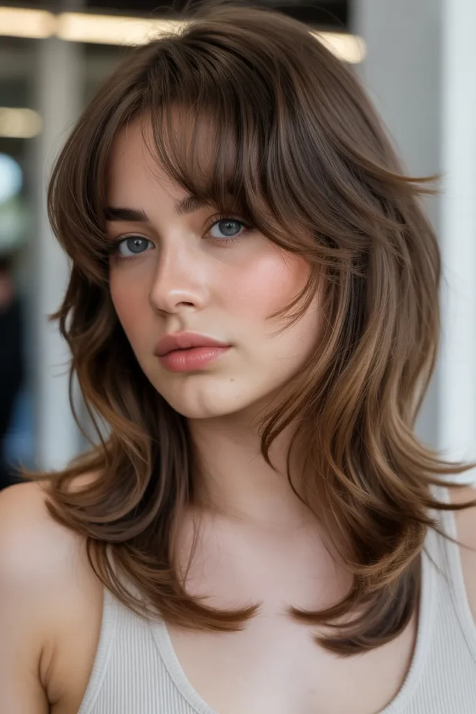 Feathered Butterfly Haircut with Light Bangs