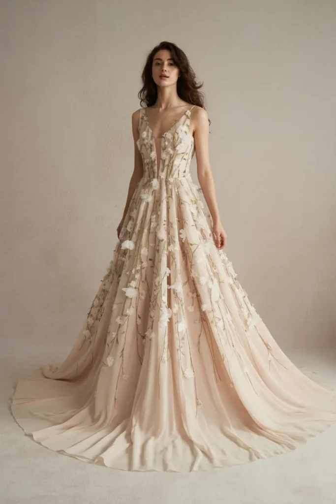 Floral Embroidered Fairy Tale Wedding Dress