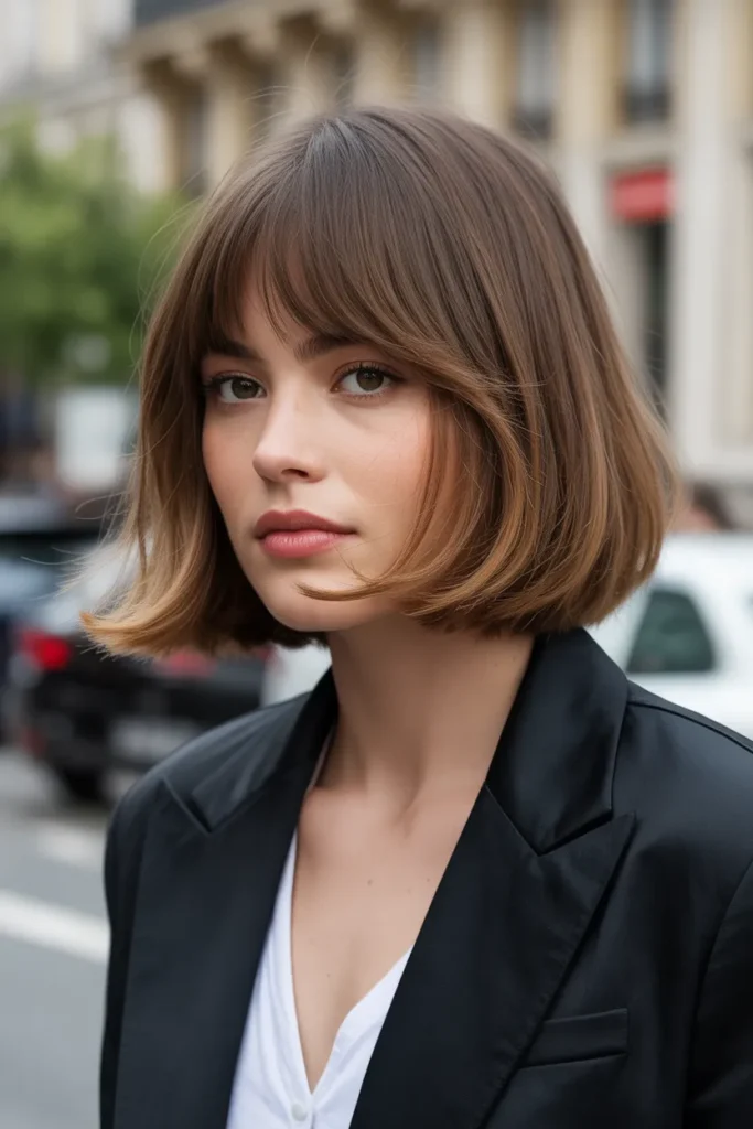 French-Inspired Bob with Curtain Bangs