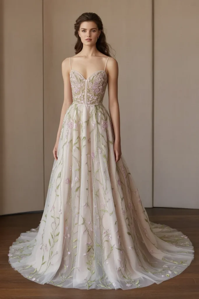 Garden-Inspired Embroidered Wedding Dress