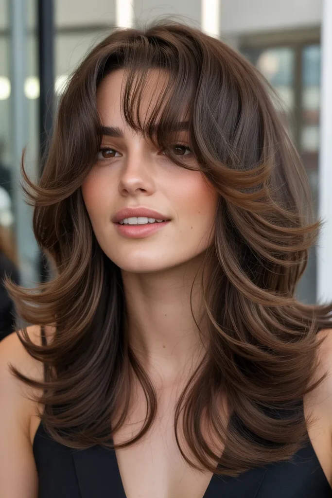 Glam Butterfly Haircut with Curtain Bangs