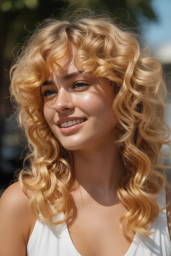Golden Blonde Curly Hair Color