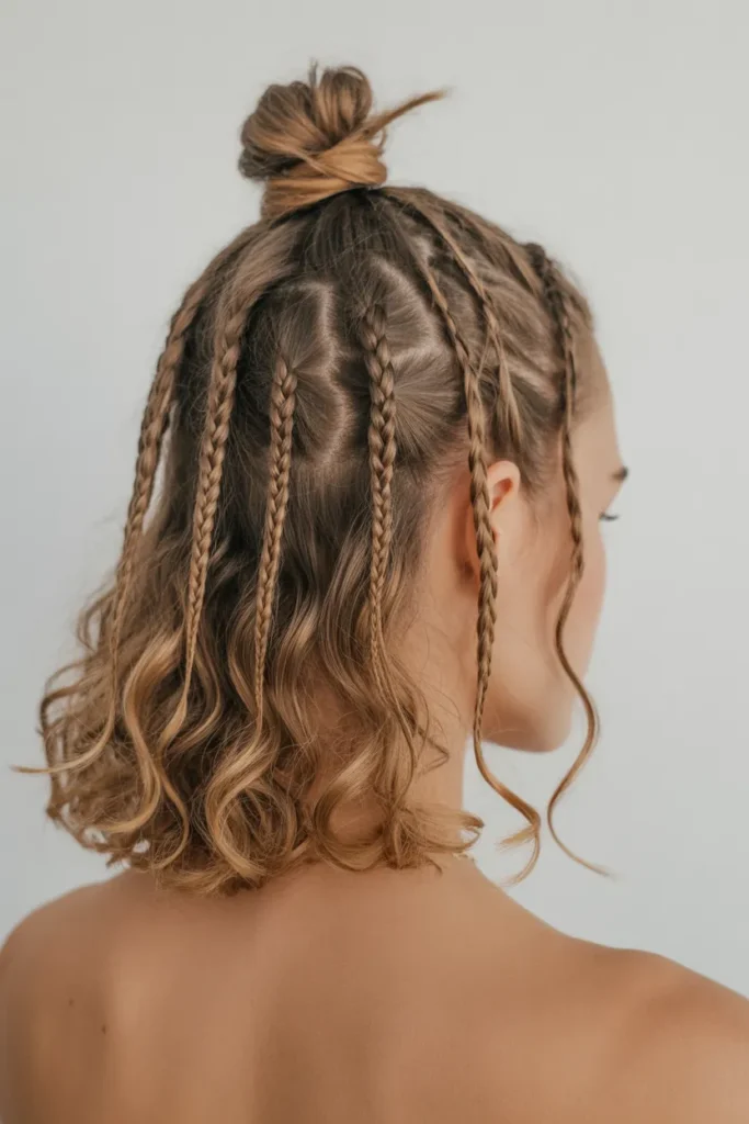 Half-Up Shoulder-Length Boho Knotless Braids