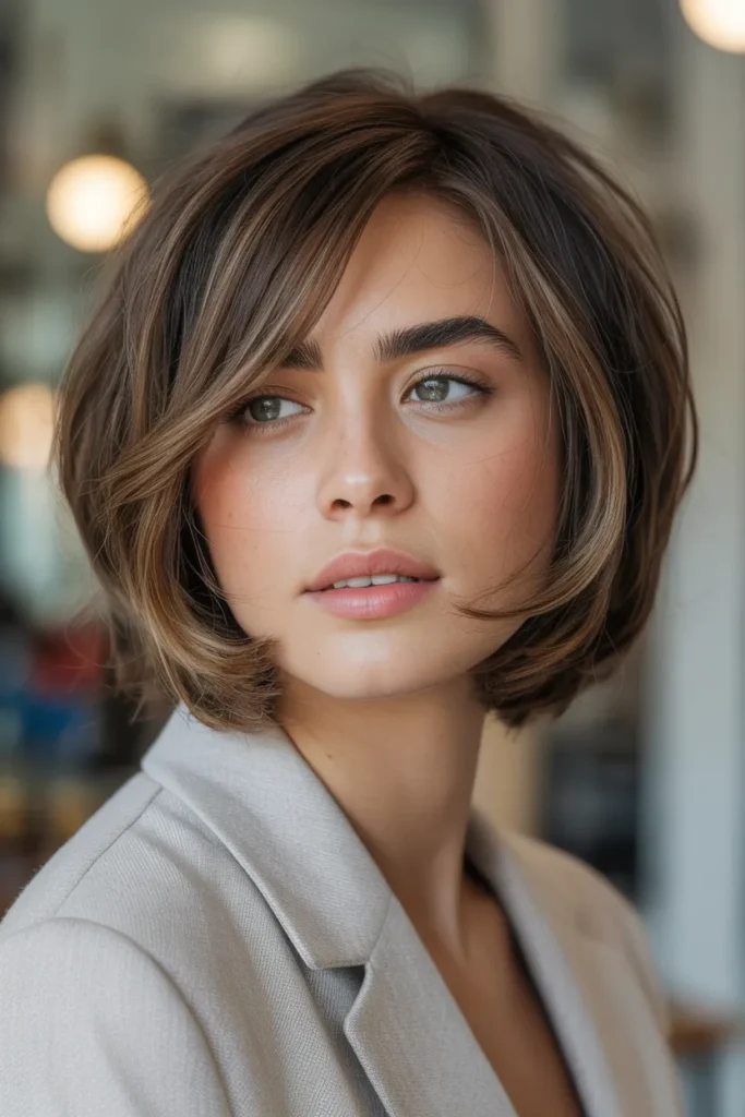 Layered Bob with Side Curtain Bangs