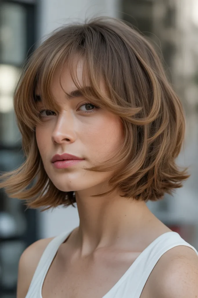 Layered Bob with Soft Wispy Fringe