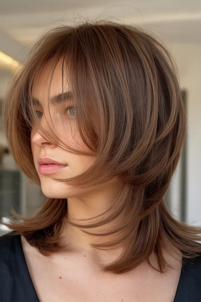 Layered Butterfly Cut with Face-Framing Bangs