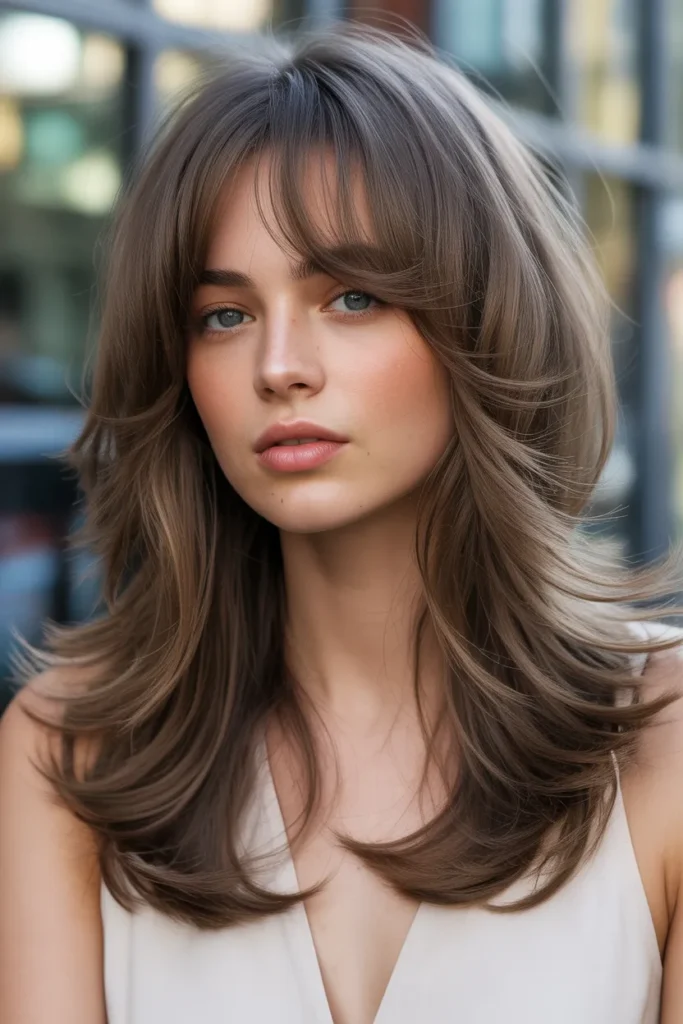 Layered Butterfly Cut with Wispy Fringe