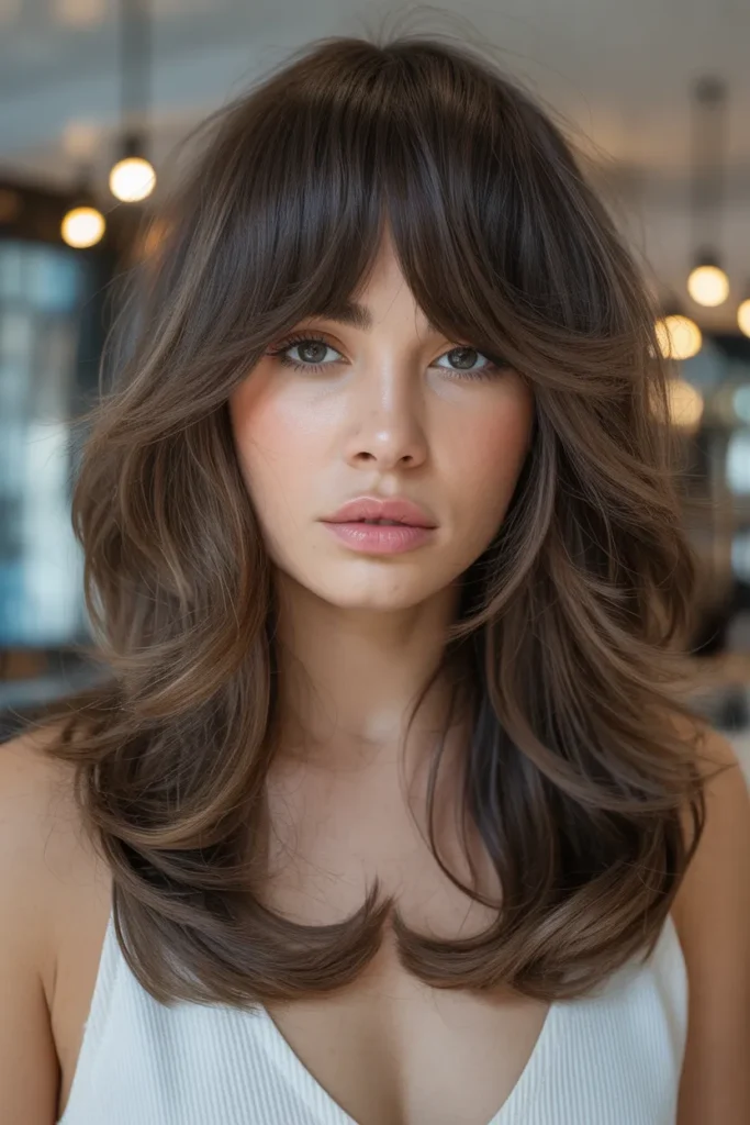 Layered Curtain Bangs for Thick Hair