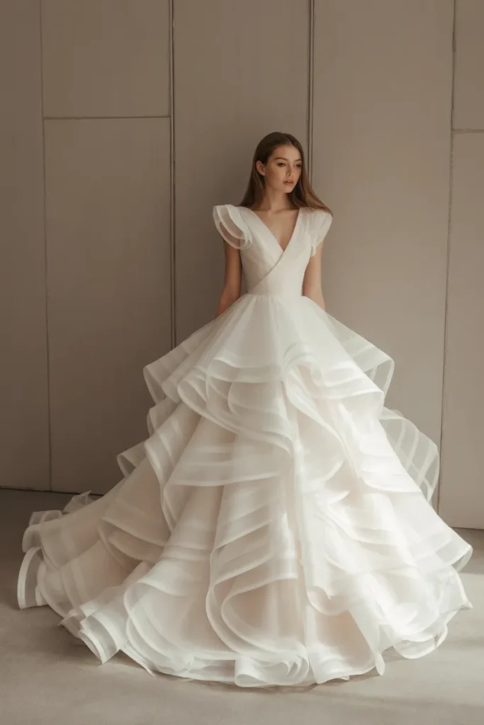 Layered Ruffle Princess Wedding Dress